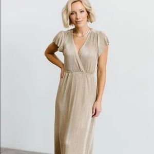 Athena gold pleated dress